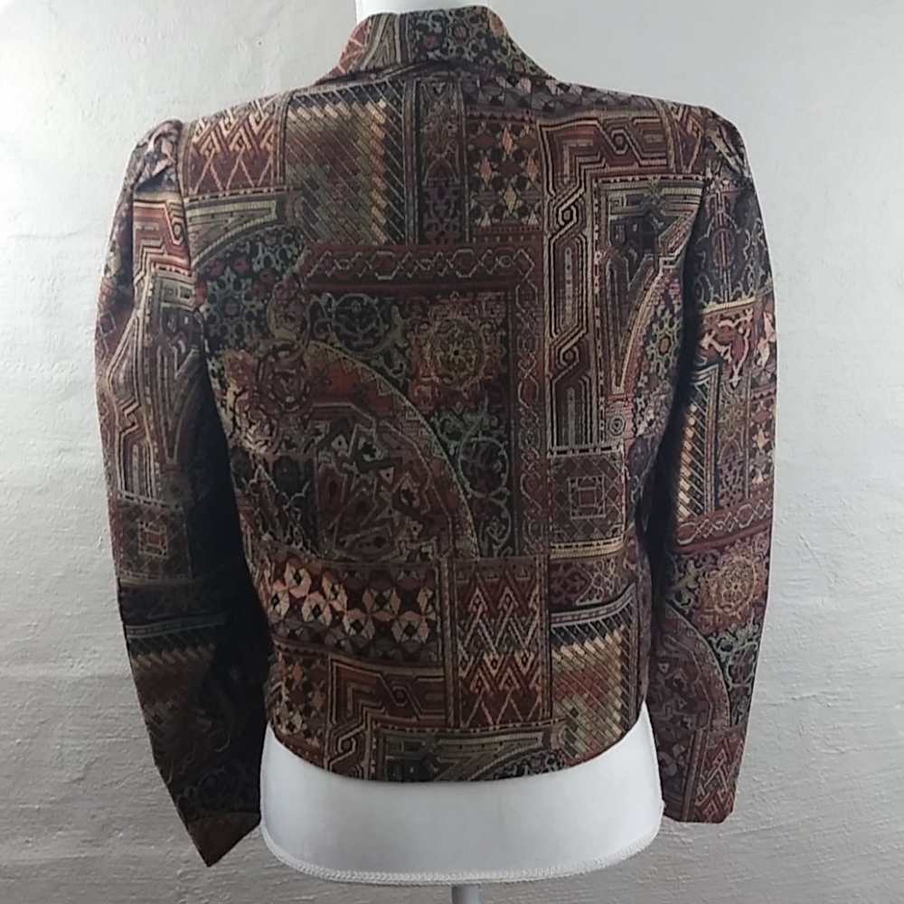 C.C. Magic by Toni Brown Multicolor Shawl Collar Long Sleeve Cropped Blazer - Picture 7 of 13